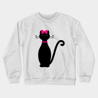 Black Cat with Pink Ribbon Crewneck Sweatshirt